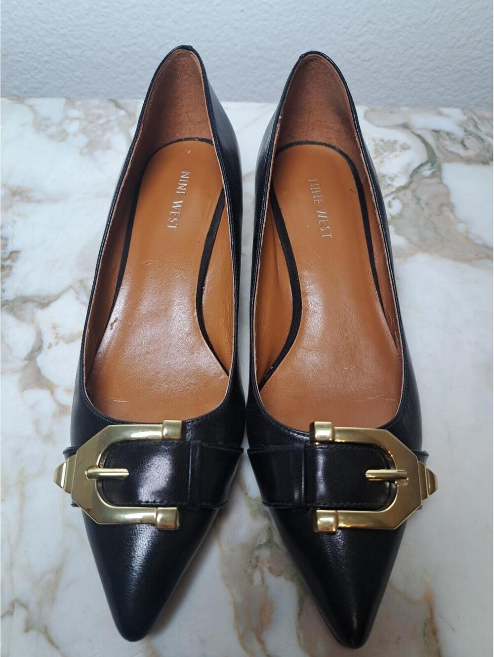 Nine West Heels womens shoe black dress shoes size 7 1/2